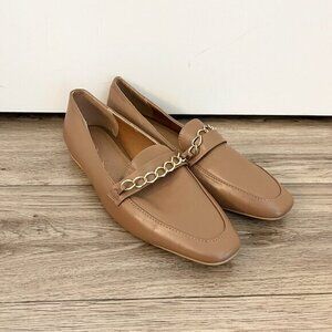 ASOS Faux Leather Tan Brown Chain Loafers Size 8